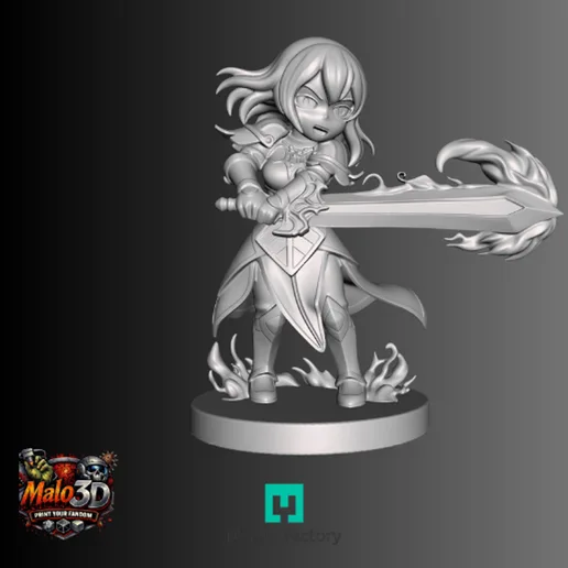 ⚔️ Cha Hae-In Chibi Hero + Arcadia Quest Cards – STL Miniature ⚔️