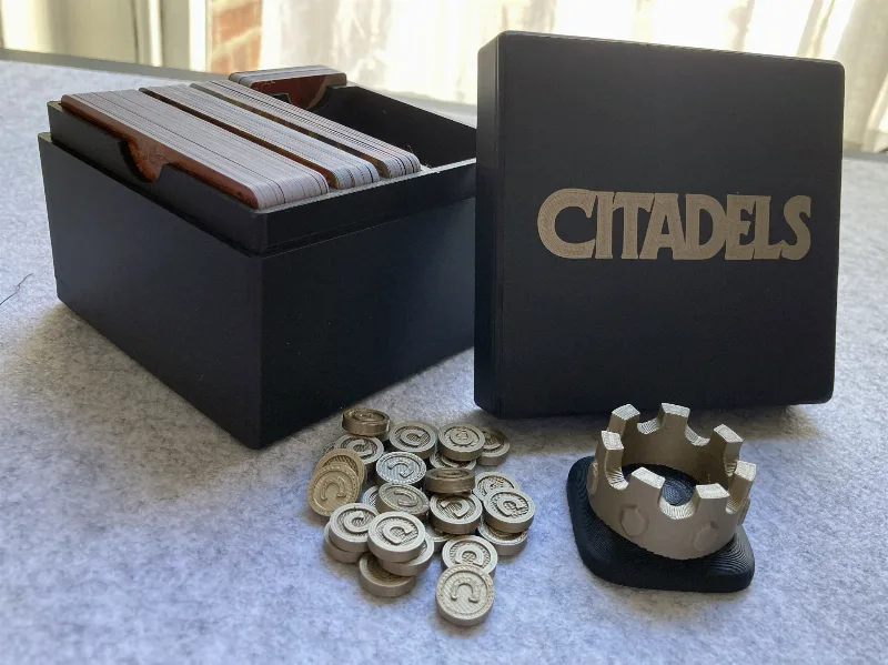 CITADELS Compact card storage with coins and crown