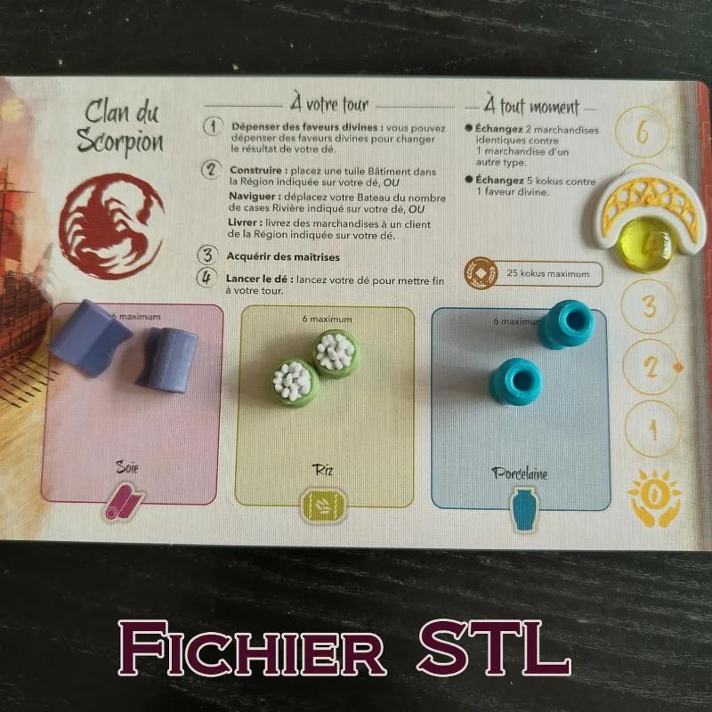 Improved resource tokens and divine favor for the board game "River of Gold" 