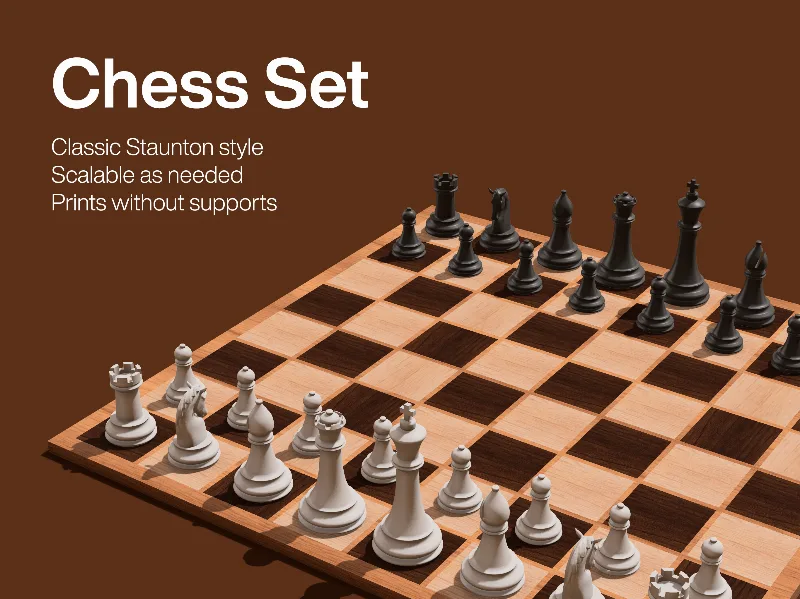 Staunton Chess Pieces (No Supports Required)