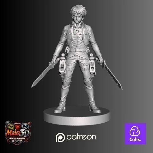 ⚔️ Eren Yeager – Survivor STL Miniature + Zombicide Black Plague Character Card