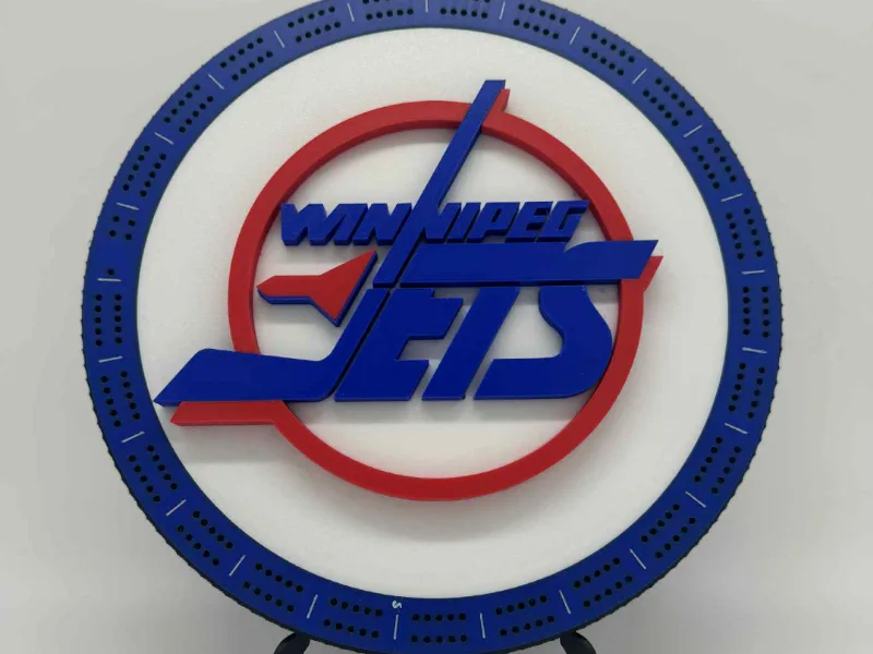 Jets Cribbage Board with custom pegs