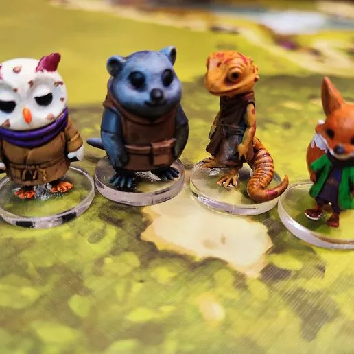 Everdell meeples (mole, fox, owl, lizard) (Unofficial)