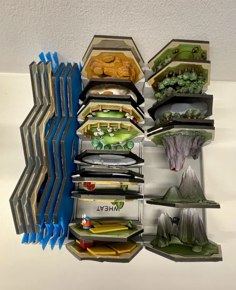3D Catan tile and edge holder / storage