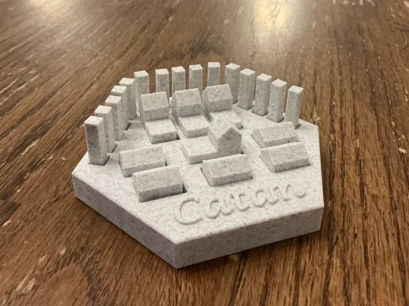 Catan Pieces And Piece Container