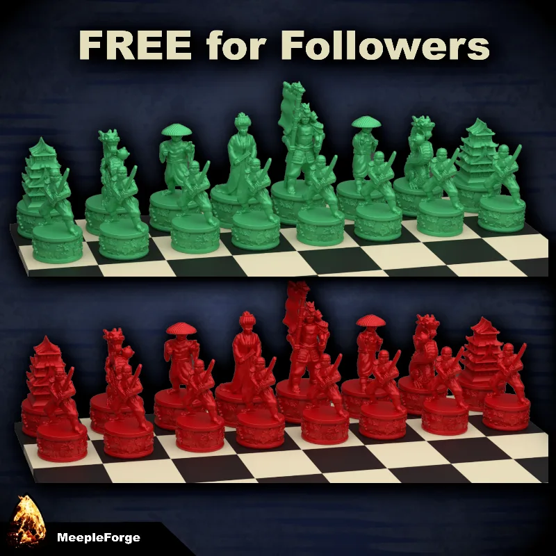 3D Printable Shogun/Samurai/Japanese Theme Chess Set