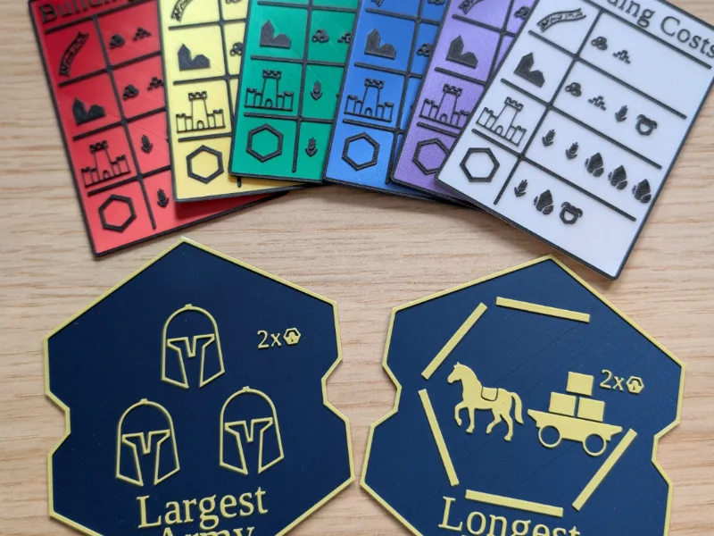 Catan 3D - cost, longest road & largest army cards