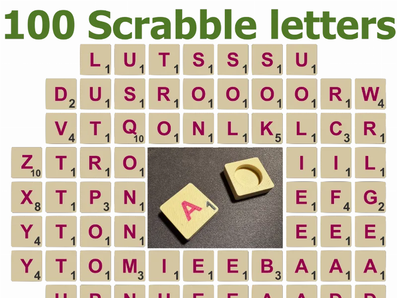 100 Scrabble letters - Complete set
