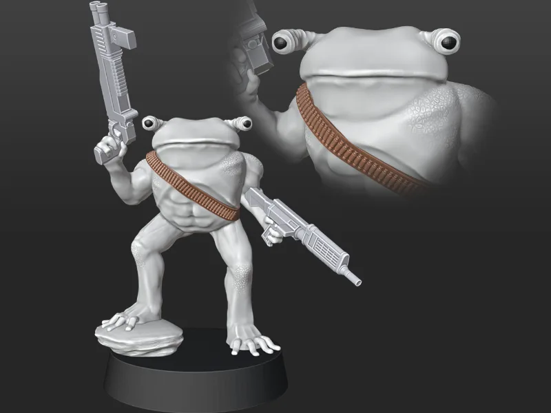 Buff Frog Alien (Pre-Supported) (Star Wars Legion Scale)