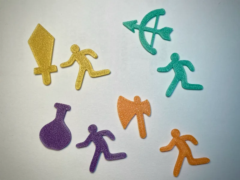 Magic Maze weapon and exit tokens