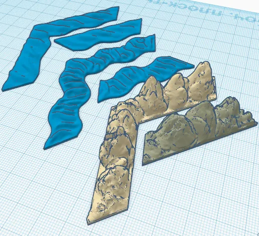 Runewars epic game Rock and Rivers set 3D print model
