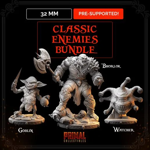 32mm Orc, Goblin e Watcher (beholder) bundle (Dungeons and Dragons | HeroQuest)