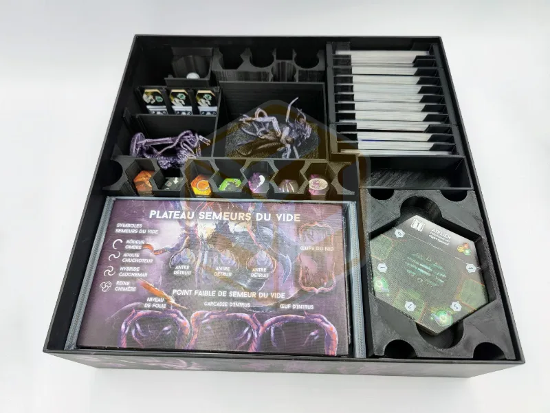 Organizing insert for Nemesis board game’s Void Seeders and Aftermath expansions, by Awaken Realms.