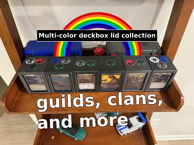 Color-combination Lid Collection for Magnetic Magic the Gathering Commander Deck Box with Toploader Window
