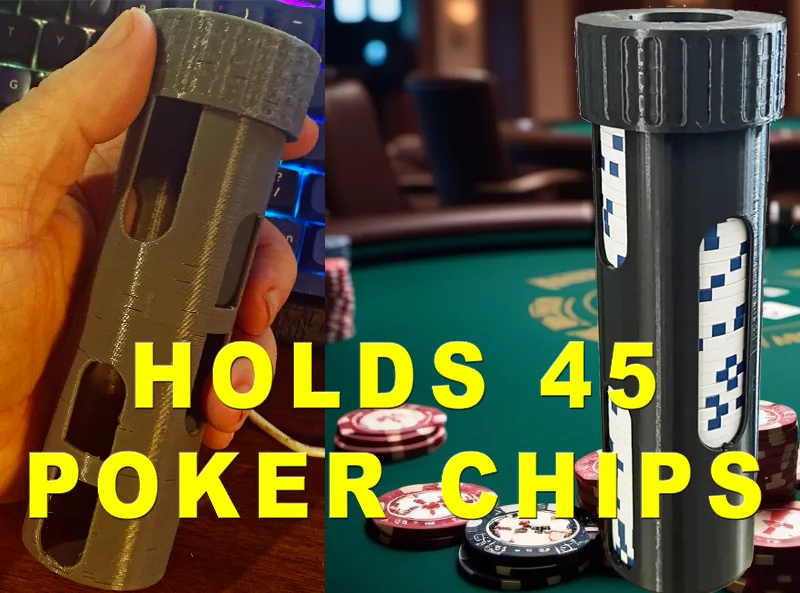 Poker Chip Holder | with Screw-On Lid | Holds 45 Poker Chips!