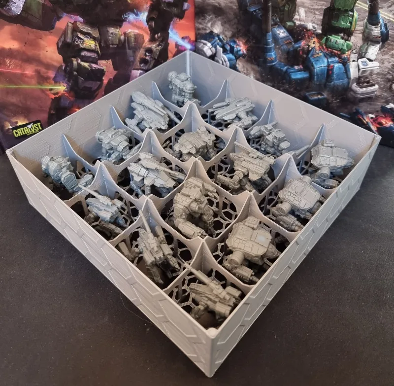 Battletech stackable miniature storage tray 4x4 XL size