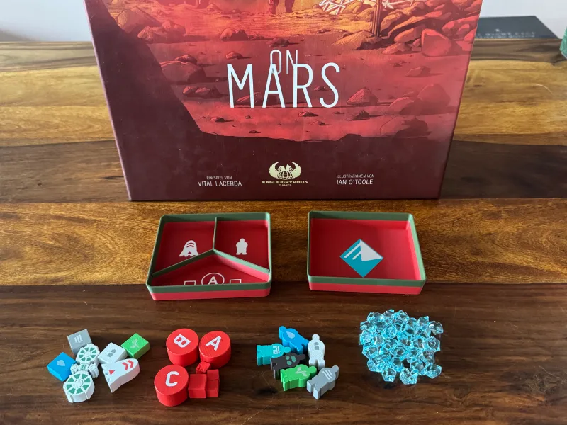 On Mars board game Setup + Crystal Trays