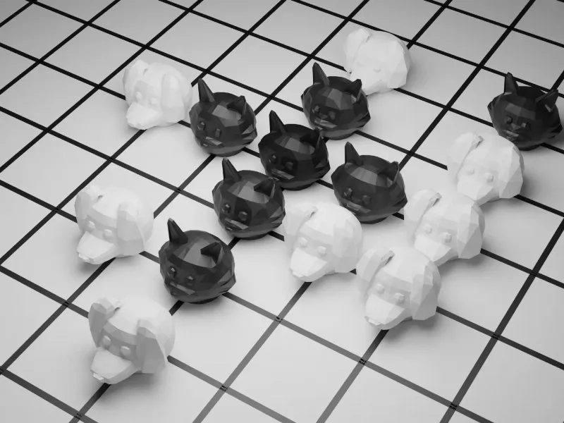 Portable Go - Cat and Dog Pieces, Regular Pieces
