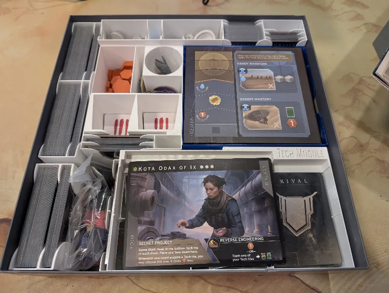 Dune Imperium Uprising Box Insert/Organizer w/ Bloodlines Expansion supports sleeved cards