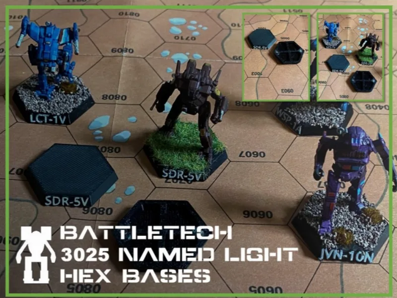 BattleTech 3025 Named Light Mech Hex Bases