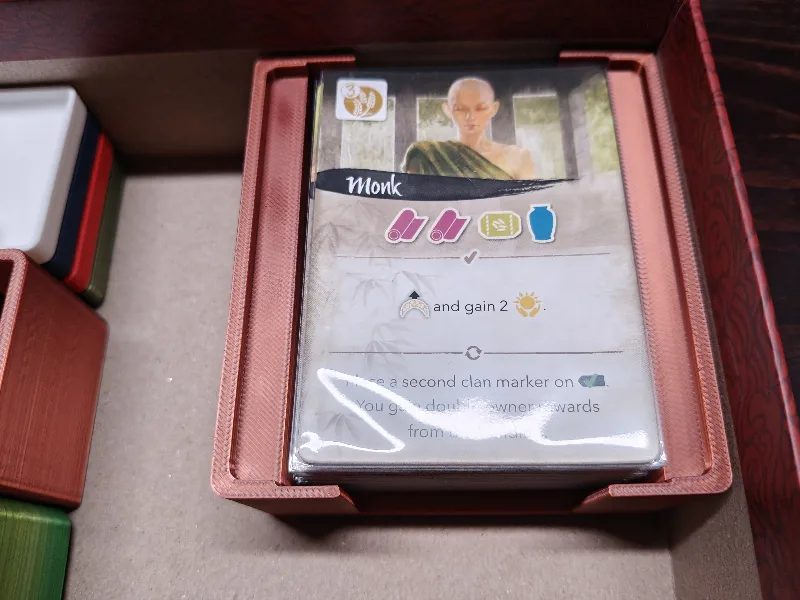 River of Gold sleeved cards and tiles tray