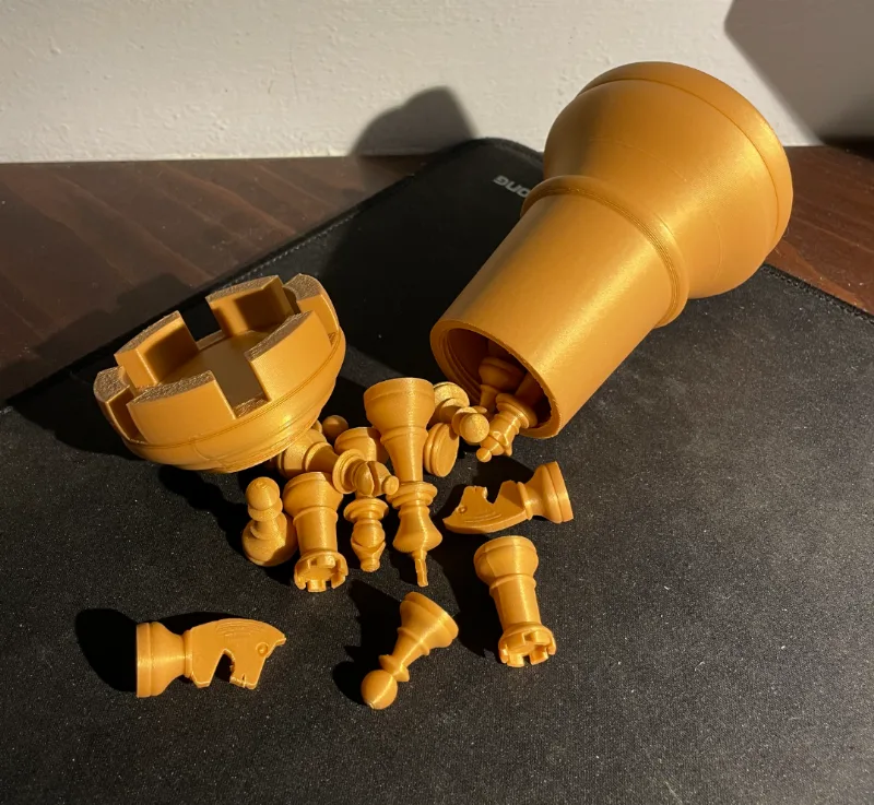 Chess pieces and box