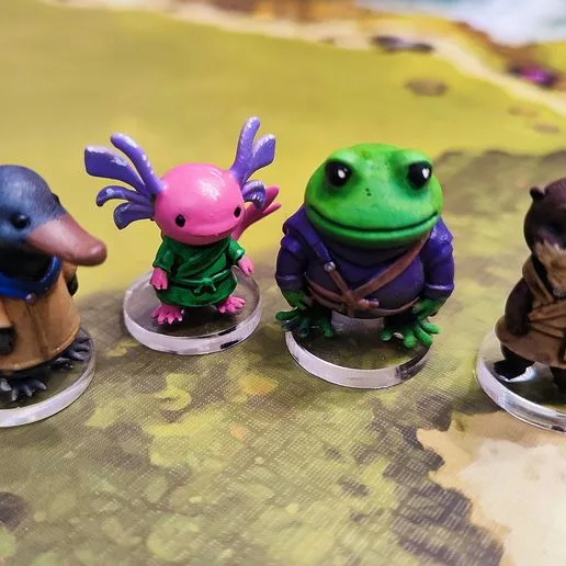 Everdell meeples (axolothl, frog, otter, platypus) (Unofficial)