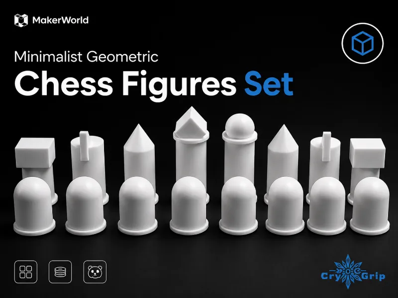 Minimalist geometric chess figures set