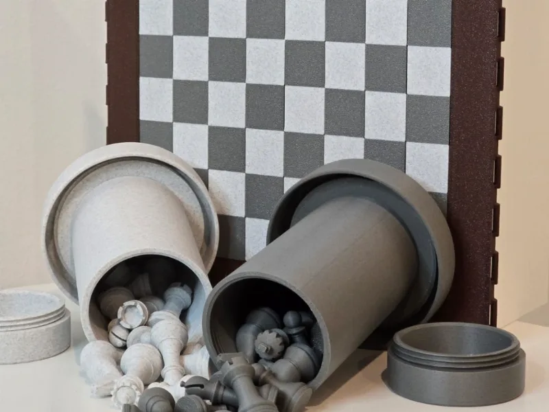 Elegant Roll-up Chess Set w/ Piece Bins