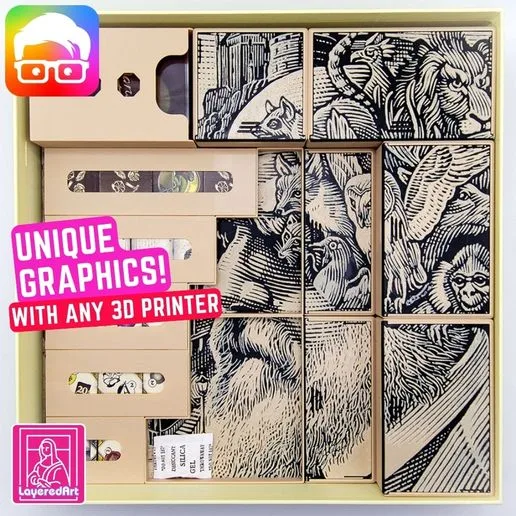 DARWIN'S JOURNEY BOARDGAME INSERTS / ORGANIZER BY AM-MEDIA [Multicolor 3D Print, Board Game Inserts, 3D Printing, Game Organization, Miniature Storage, Token Storage, Game Accessories, Board Game Organization, Gaming Accessories, 3D Printable Inserts]