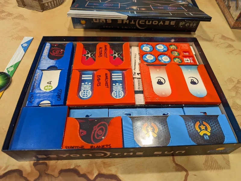 Beyond the Sun Box w/ Leaders of the new Dawn expansion Insert/Organizer - Sleeved cards - Remixed ore bowl