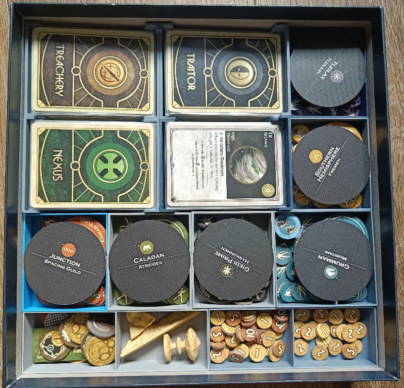 Board Game Insert Organizer Dune with 3 expansions (Ixians & Tleilaxu, CHOAM & Richese, Ecaz & Moritani)