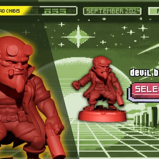 hellboy chibi-style, marvel united style