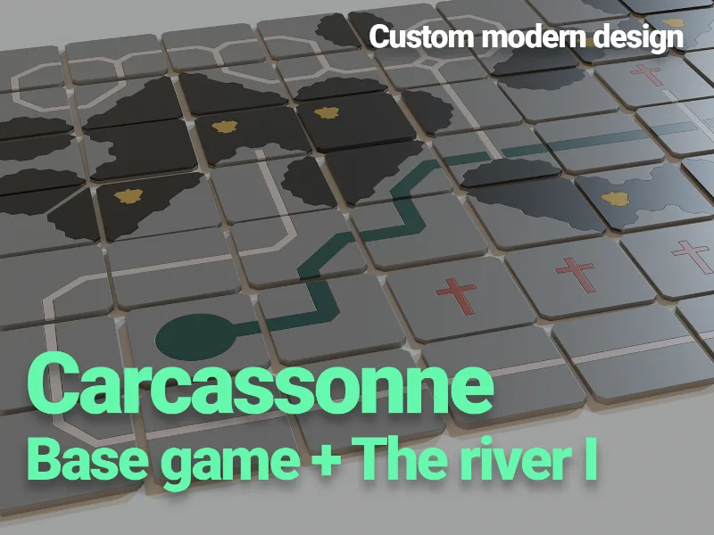 Carcassonne base game + The River - Custom design