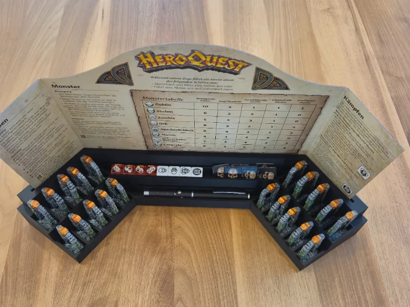 Heroquest DM Screen Holder with Compartments