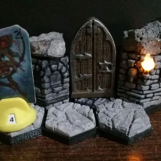 GloomHaven Hexagonal Tower with torch light
