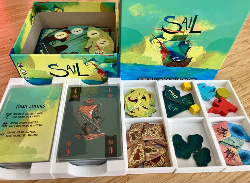 Sail board game insert organizer