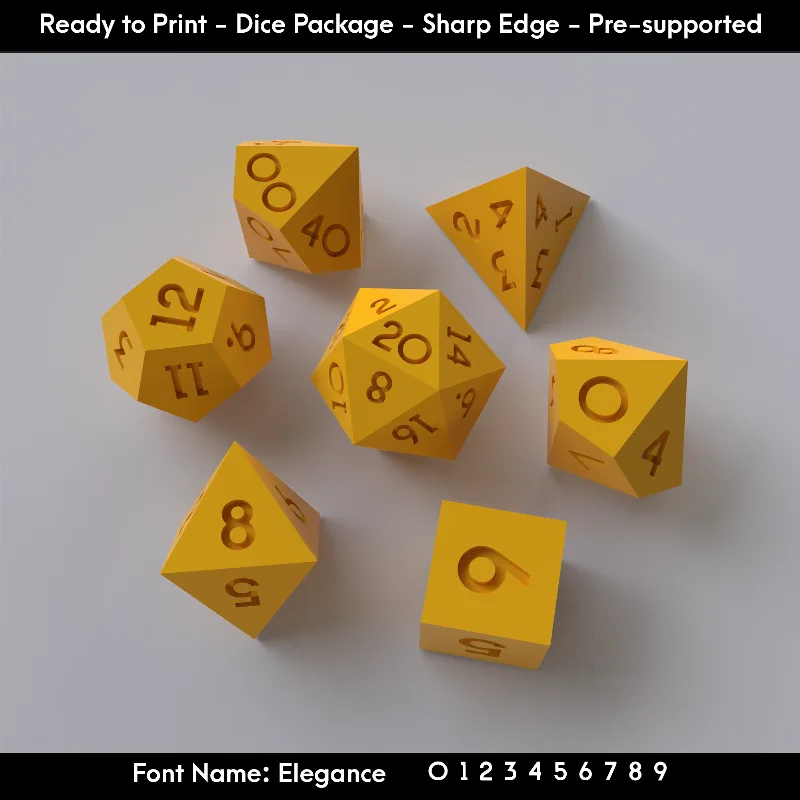 Dice Masters – Ready to Print - 7 Piece Set – Elegance Font