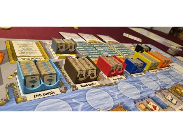 Tile containers for Le Havre board game
