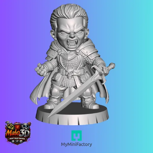 🩸 Spike Chibi Hero + Arcadia Quest Cards – STL Miniature 🩸