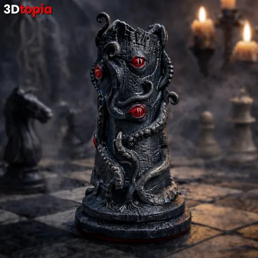 Cthulhu Tower - Lovecraft Chess Piece (Pre-Supported STL)