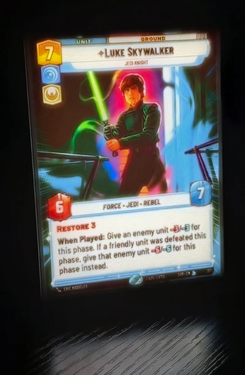 Star Wars Unlimited Lithophane Luke legendary card