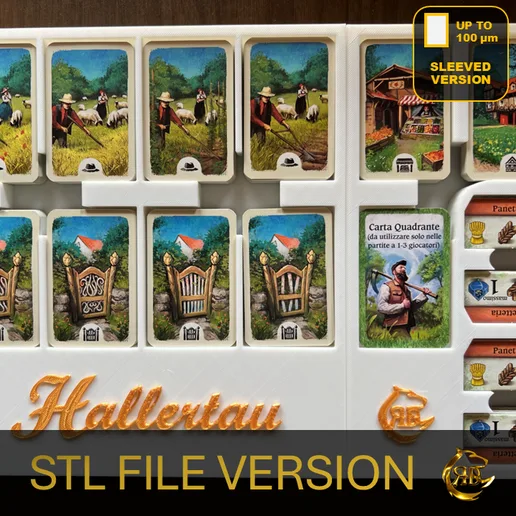 Hallertau Board Game Organizer + Promo Deck | Insert | Premium Storage Solution - Extra Large SLEEVED Version - STL file for 3D Printing