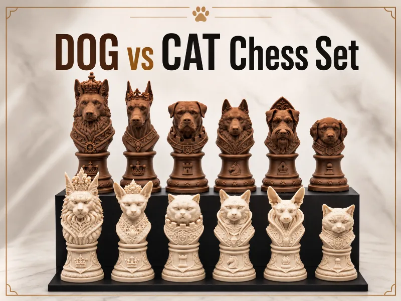 DOG vs CAT Chess Set – Royal Animal Chess Pieces