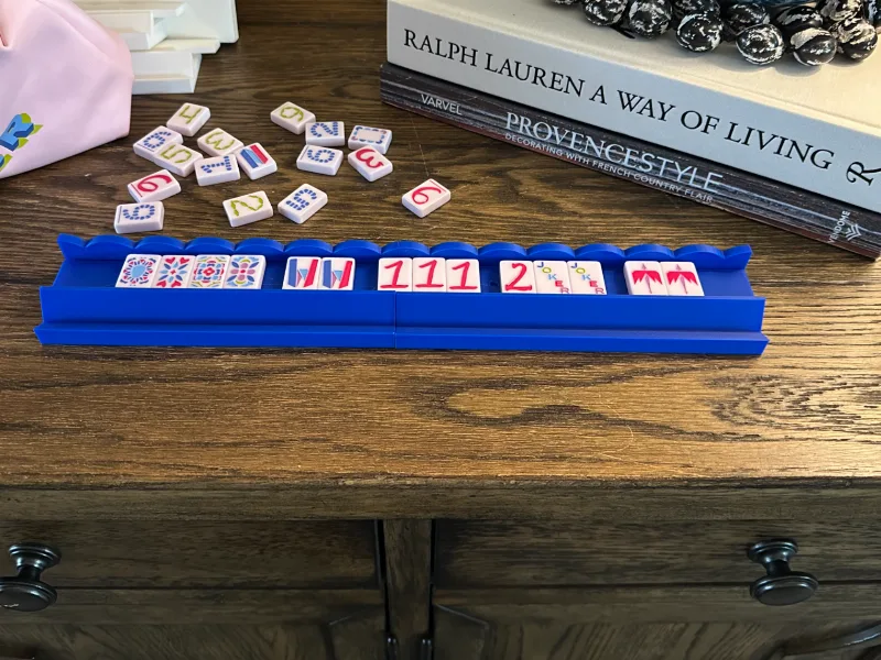 Mahjong Rack -Travel Tiles w/ Pusher & Scalloped