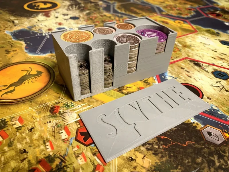 Scythe Coin Holder with Lid - Card Board & Metal Coins