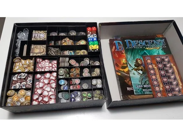 Descent 2nd Edition Modular Insert ALL Expansions in Core Box. Dice, Books, Cards and Tokens