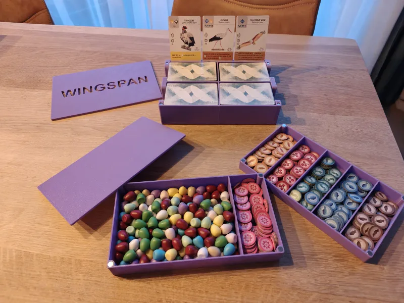 Wingspan card, egg and food boxes