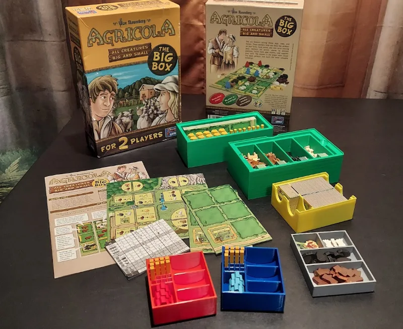 Agricola All Creatures Big and Small Game Piece Trays and Box Orgnaizer