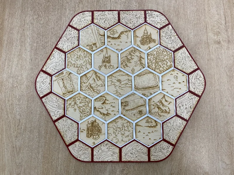 Mini Magnetic Catan Travel Kit w/ Fantasy Themed Laser Cut Tiles